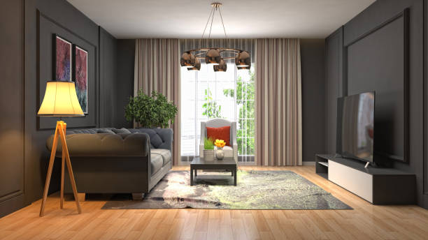 istock Interior of the living room. 3D illustration 1029885376