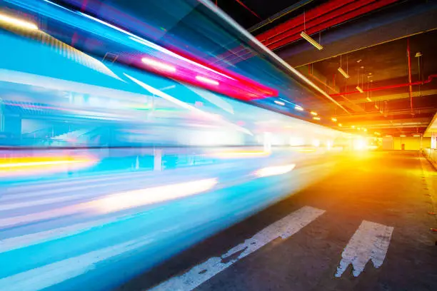 Speed motion on road at night