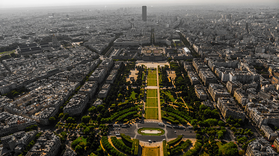 A view of Eiffel Tower with morning light from Palais de Chaillot in Paris, France