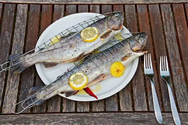 Photo of Two trout ready for grilling