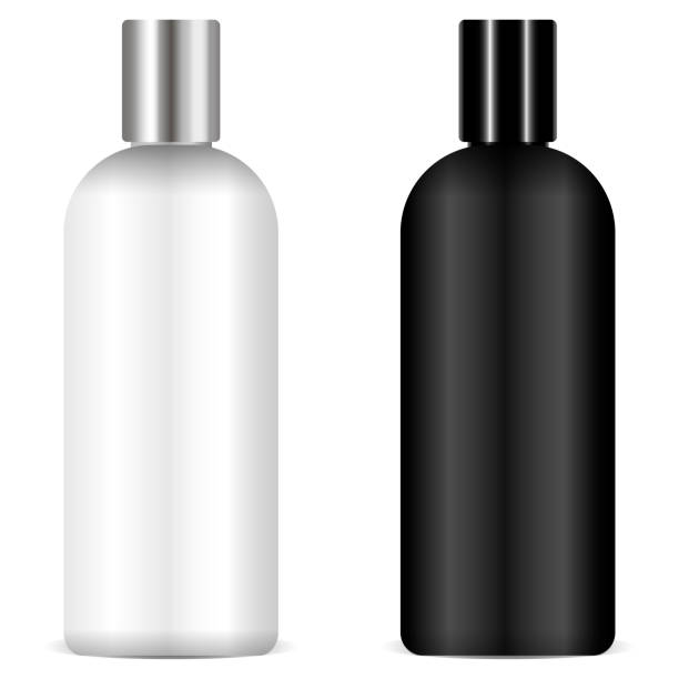 istock Shampoo bottles black and white mockup Eps 10 vector 3d realistic illustration. Ready for your design package. 1029912506