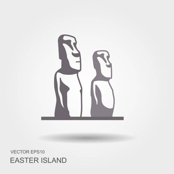posągi wyspy wielkanocnej wektor illustrarion - easter island moai statue chile sculpture stock illustrations