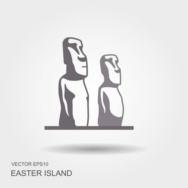 ilustrações de stock, clip art, desenhos animados e ícones de easter island statues vector illustrarion - polynesia moai statue island chile