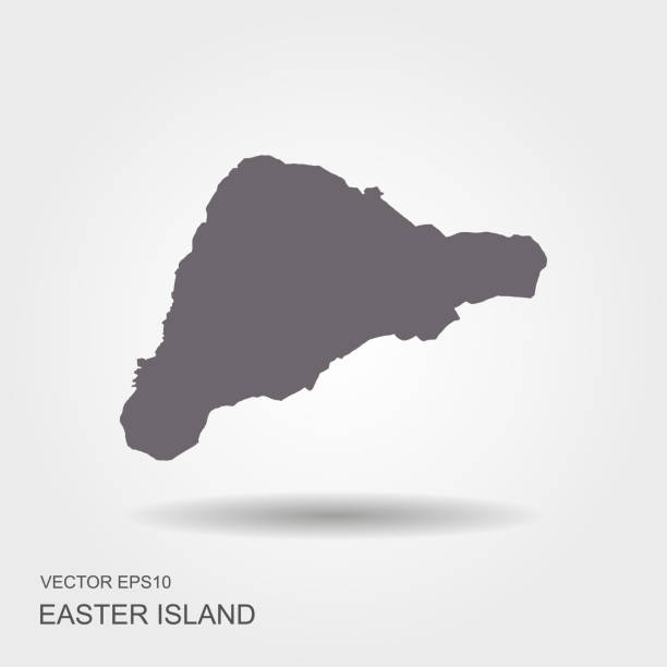 wyspa wielkanocna lub rapa nui mapa polityczna - easter island moai statue chile sculpture stock illustrations