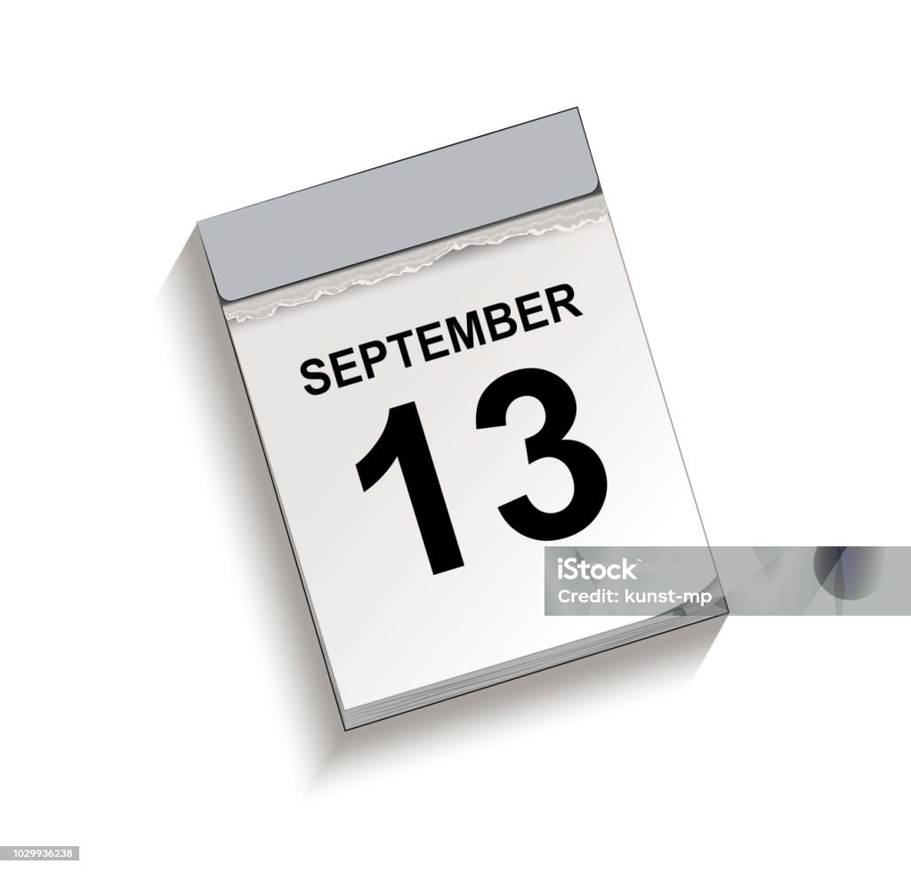 Calendario Calendario Strappo Con Data 13 Settembre - Immagini vettoriali  stock e altre immagini di Agenda - iStock