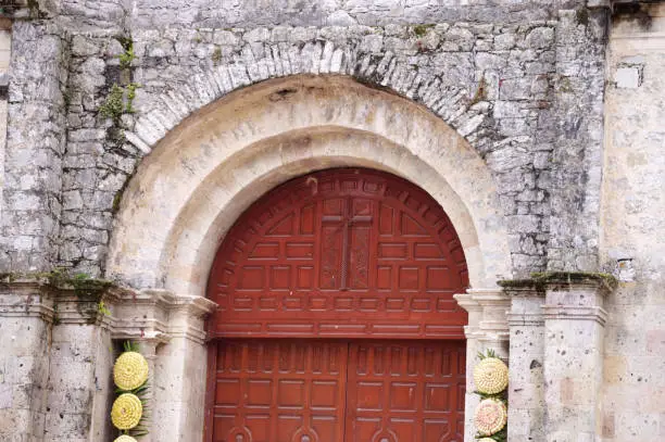 Main entrance of Parish of St. Francis of Assisi. Cuetzalan Del Progreso, Puebla Mexico.