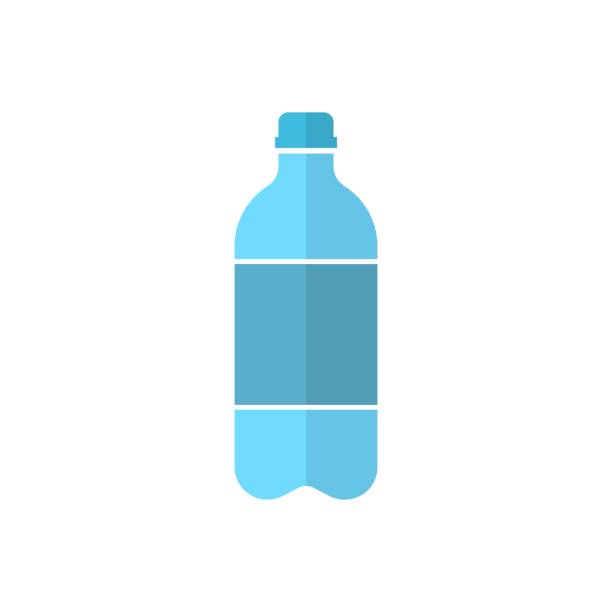 ilustraciones, imágenes clip art, dibujos animados e iconos de stock de icono de botella de agua de estilo plano. ilustración sobre fondo blanco aislado en plástico de soda botella vector. concepto de negocio de agua líquida. - 13576