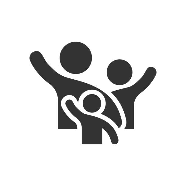 Family greeting with hand up icon in flat style. Person gesture vector illustration on white isolated background. People leader business concept. Family greeting with hand up icon in flat style. Person gesture vector illustration on white isolated background. People leader business concept. family stock illustrations