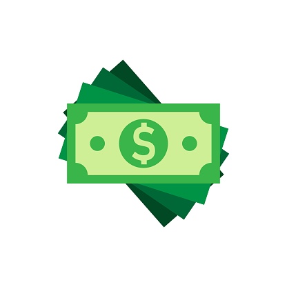 Dollar currency banknote icon in flat style. Dollar cash vector illustration on white isolated background. Banknote bill business concept.