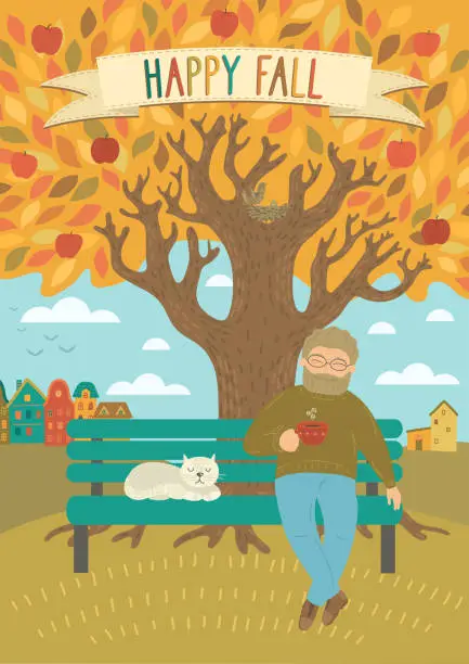 Vector illustration of Happy Fall.