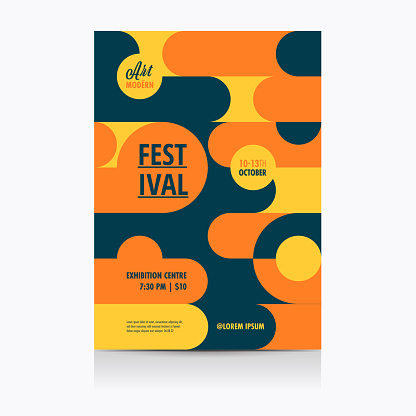 Festival Poster Layout with geometric Shapes. Vector illustration.