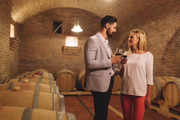 istock Wine loving couple degustating wines 1029943848