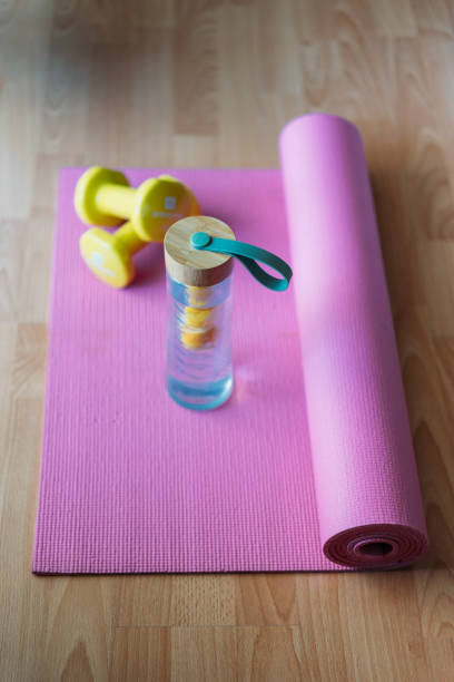 istock Exercise equipment on the floor at home 1029944366