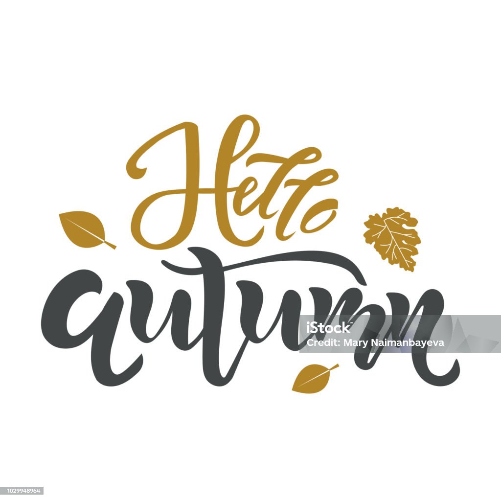 Hello Autium Writing Hello Autumn Text Calligraphy Lettering Design Typography For Greeting ...