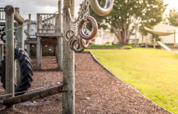 Empty school playground in a rural school