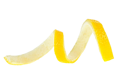 Lemon peel isolated on a white background. Vitamine C.