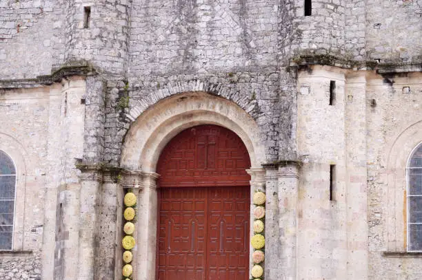 Main entrance of Parish of St. Francis of Assisi. Cuetzalan Del Progreso, Puebla Mexico.