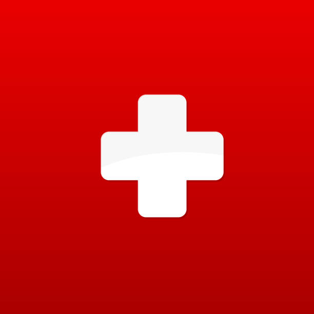 istock White cross. Medical symbol. Switzerland flag. Vector Flat design 1029978838