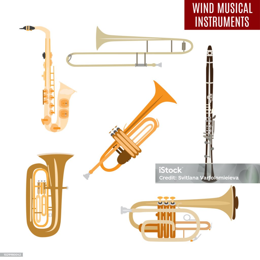 Colorful Wind Instrument Vector Set Of Wind Musical Instruments Isolated On White Background ...
