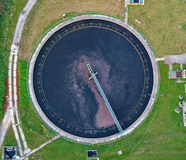 istock Aerial view on water treatment plant . 1029982178