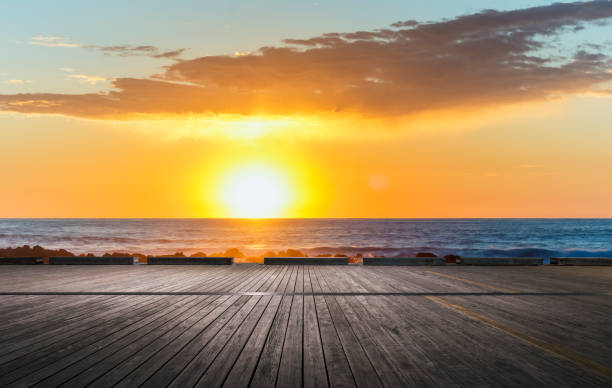 empty wooden plank on foreground,California,USA.