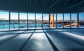 empty office overlooking San Francisco city