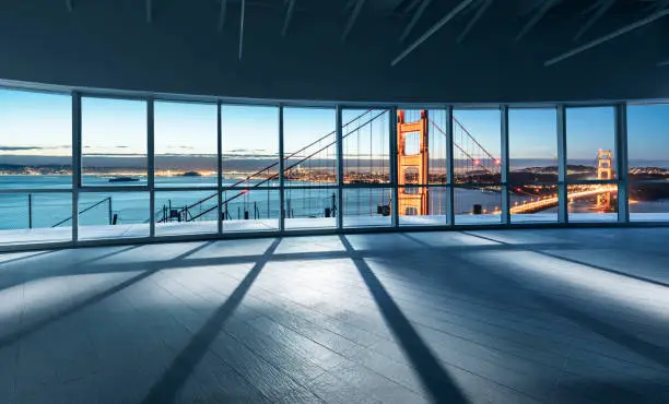 Photo of empty office overlooking San Francisco city