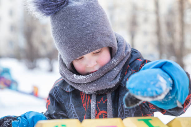 istock Boy on playground in winter, close-up 1029992854