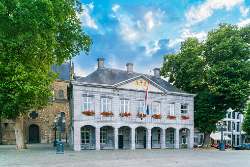 Maastricht, The Netherlands - June 16th 2018, Main Guardhouse on the Vrijthof square in the center of the historic city of Maastricht