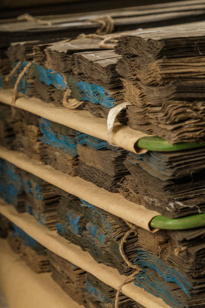 istock Veneered oak veneer folded into piles in the basement 1030007520