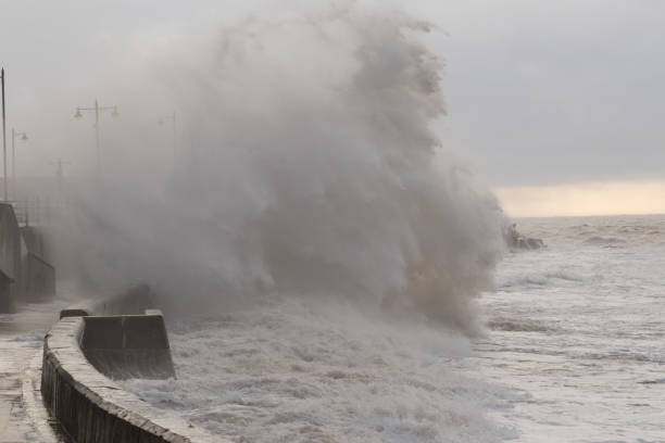istock UK weather: Huge waves at Porthcawl, South Wales. 1030010252