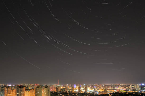 istock Star tracks over night Kiev cityscape 1030015746