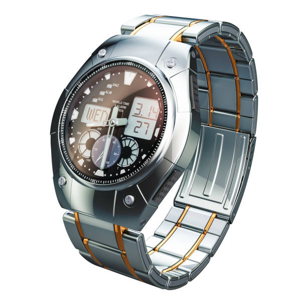 Analog Digital Wrist Watch for men, 3D rendering isolated on white background