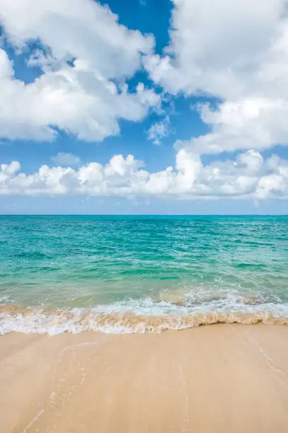 Photo of Turquoise sea blue sky Summer travel background