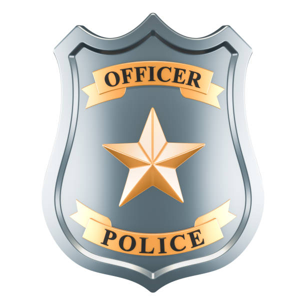 istock Police badge, 3D rendering isolated on white background 1030018698