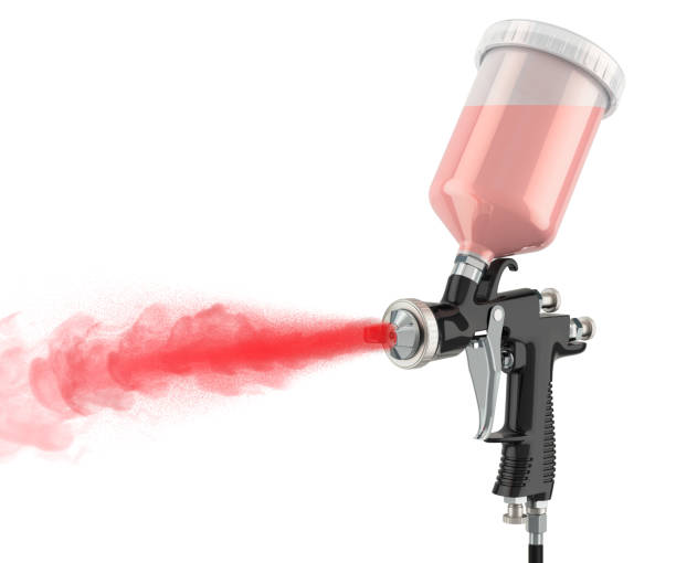 Working painting spray gun, 3D rendering isolated on white background