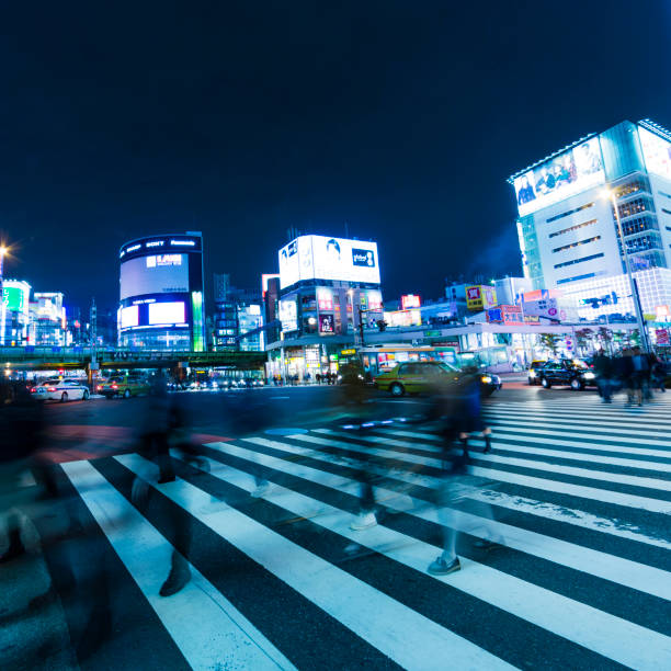 istock Tokyo Crosswalk Scene At Night 1030024602