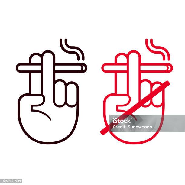 Cigarette In Hand Smoking Sign Stock Illustration - Download Image Now - Smoking - Activity, Icon Symbol, Smoking Issues