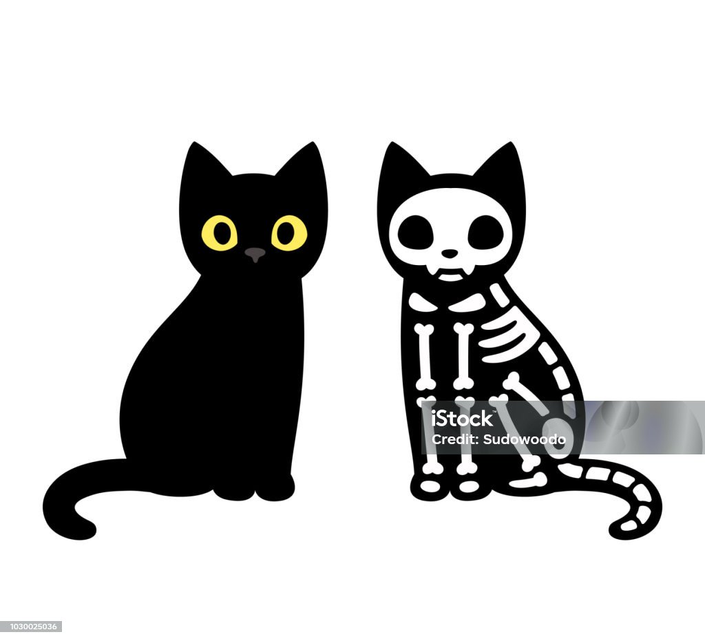 Cartoon Cat Skeleton Stock Illustration - Download Image Now - Domestic Cat,  Halloween, Animal Skeleton - iStock