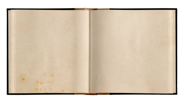 Open book used paper pages isolated white background