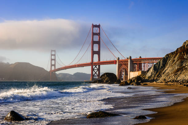 istock Golden Gate Bridge Viewed From Marshall's Beach at Sunset 1030034936
