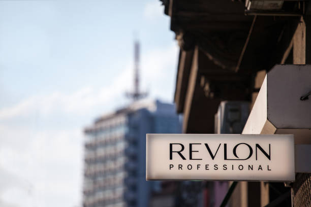 Logo of Revlon on their local retailer for Serbia. Revlon is an American cosmetics and beauty products spread worldwide stock photo