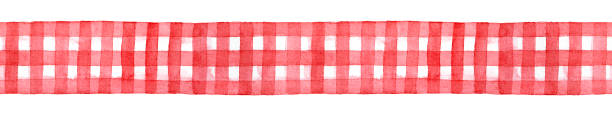 ilustraciones, imágenes clip art, dibujos animados e iconos de stock de cinta rojo y blanco moña cuadros, plantilla transparente decorativo. - plaid checked pattern sewing