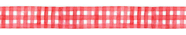 красно-белая клетчатая лента gingham, декоративный бесшовный шаблон. - лента для шитья stock illustrations
