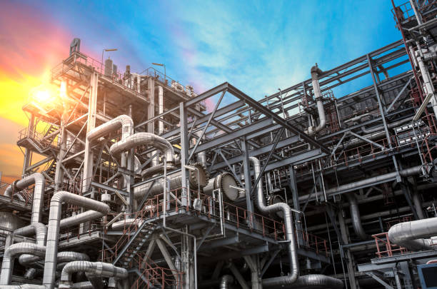 리파이너리 - chemical plant refinery industry pipe 뉴스 사진 이미지
