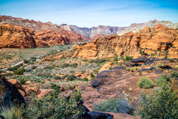 Mountain Ridges in Snow Canyon State Park, Utah A spectacular view of rock formation in Snow Canyon State Park snow canyon state park stock pictures, royalty-free photos & images