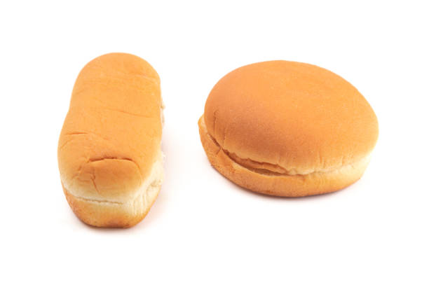 Hamburger and Hot Dog Buns on a White Background