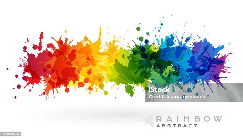 Banner horizontal creativo de arco iris de salpicaduras de pintura. - arte vectorial de Pintura - Equipo de arte y artesanía libre de derechos