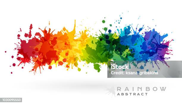 Ilustración de Banner Horizontal Creativo De Arco Iris De Salpicaduras De Pintura y más Vectores Libres de Derechos de Pintura - Equipo de arte y artesanía