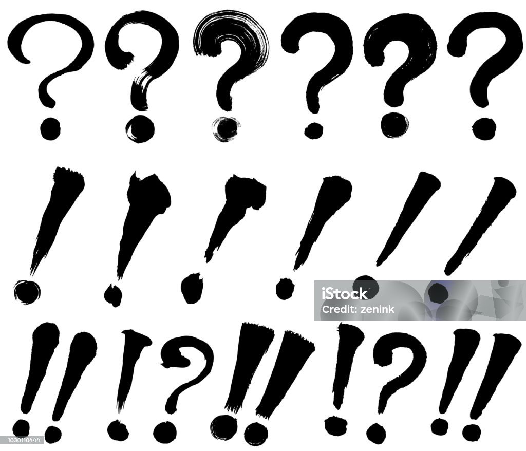 Exclamation marks and question marks. Exclamation marks and question marks. brush stroke illustrations. Question Mark stock vector